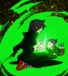 broken_source godtier jade_harley jake_english kneeling on_stomach space_aspect stars witch 