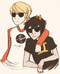  arm_around_shoulder dave_strider glasses_added red_baseball_tee sollux_captor source_needed 