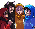  arm_around_shoulder beta_kids breath_aspect dave_strider dogtier godtier heir jade_harley john_egbert knight light_aspect rose_lalonde seer songst3r space_aspect time_aspect witch 