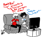 couch crossover dave_strider gaming highlight_color john_egbert squidbiscuit word_balloon 