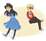  arms_crossed dave_strider dress_of_eclectica jade_harley mirrorshards red_baseball_tee 