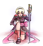  crossover kneeling revolutionary_girl_utena rose_lalonde solo source_needed sourcing_attempted weapon 