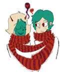  coolkids dave_strider heart no_glasses redrom scarf_sharing shipping terezi_pyrope word_balloon yaoiquadrant 