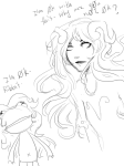  aradia_megido aradiasprite frogs lineart sketch solo source_needed sourcing_attempted starter_outfit 