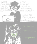  comic computer crying gamzee_makara glasses_added head_out_of_frame highlight_color karkat_vantas nepeta_leijon no_hat sadstuck sober_gamzee source_needed sourcing_attempted starter_outfit text troll_lab 