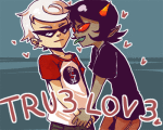  animated broken_source coolkids dave_strider dubcon epilepsy_warning heart near_kiss red_baseball_tee redrom rini shipping starter_outfit sweat terezi_pyrope text 