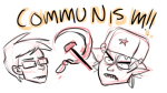  2010 claw_hammer communism hat headshot john_egbert karkat_vantas myluckyseven punstuck shipping sickle sketch text 