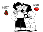 2016 arm_around_shoulder crossover fashion fullres grayscale highlight_color karkat_vantas smiling_karkat steven_universe terezi_pyrope text yerlosing zodiac_symbol