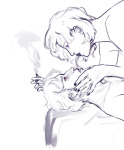  2021 bed dave_strider dersecest fullres grayscale headshot highlight_color incest lying no_shirt profile ravedose redrom rose_lalonde shipping sketch smoking 
