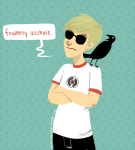  arms_crossed broblerones broken_source crows dave_strider solo starter_outfit text word_balloon 