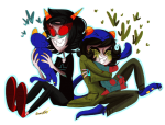  2012 blush cat_hat deleted_source freckles fullres heart hug nepeta_leijon scalemates sitting starter_outfit terezi_pyrope zamii070 