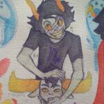 2017 alyykeavvylo blood decapitation fullres gamzee_makara scars sober_gamzee starter_outfit tavros_nitram watercolor