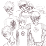  blood dave_strider grayscale heart_shirt lil_cal red_baseball_tee sketch suit tiptaptwo word_balloon 