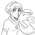 black_squiddle_dress grayscale lineart rje rose_lalonde solo word_balloon 