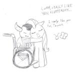  crossover draezeth fluttershy grayscale hug my_little_pony pencil ponies tavros_nitram zodiac_symbol 