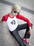  abessinier cosplay dave_strider high_angle real_life red_baseball_tee solo 