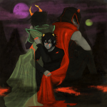  ancestors back_angle blood frizzchan green_moon karkat_vantas pink_moon sitting size_difference the_dolorosa the_sufferer vantases 