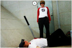  blood bro cosplay dave_strider impalement ishades real_life red_baseball_tee source_needed 
