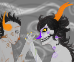  blood gamzee_makara holding_hands no_shirt ohgodwhat pbj profile redrom shipping source_needed sourcing_attempted tavros_nitram 