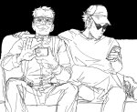  2023 bro couch facial_hair foxy_grandpa fullres grandpa grayscale mineralteacup phone redrom shipping sitting 