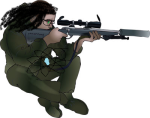  1s_th1s_you 2011 alternia-attacks image_manipulation jade_harley koala_tea profile rifle sitting solo weapon 