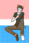  blind_sollux broken_source no_glasses sitting sollux_captor solo starter_outfit tomatoryoshka 