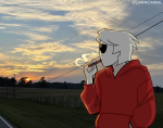  2024 casual clowncarpal dave_strider fullres image_manipulation jaggy_lines profile real_life smoking solo sun sunset 