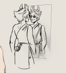  2025 animated back_angle fullres grayscale homestuck:_beyond_canon lineart meat_timeline reflection satyrs solidlobster1998 solo starter_outfit swiss_elysi 