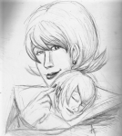  body_modification grayscale head_on_shoulder headshot hug mom rose_lalonde sketch source_needed sourcing_attempted 