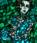  arms_crossed broken_source flowers kanaya_maryam solo stained_glass toguchin 