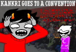  2024 blood dancestors dirk_strider dreamself fanfic_art fullres image_manipulation jaggy_lines kankri_vantas karkat_goes_to_a_convention robbiedrawsstuff starter_outfit text 