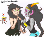  3_in_the_morning_dress alternate_hair broken_source bromance dave_strider fac3ache feferi_peixes heart horrorcuties jade_harley red_baseball_tee redrom shewinki shipping spacetime starter_outfit word_balloon 