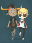  andy artificial_limb blush broken_source dave_strider holding_hands red_baseball_tee redrom s&#039;mores shipping starter_outfit tavros_nitram 