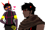  2025 body_modification candy_timeline dancestors facial_hair fullres gold_pointy_jam headshot heart homestuck:_beyond_canon jaggy_lines karkat_vantas leadership little_miss_condescension_suit meenah_peixes profile punished_outfit redrom ruldem scars shipping 