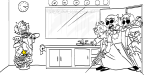  2015 book censor crossover dave_strider fullres glassesswap godtier grayscale highlight_color hottang jaggy_lines kanaya_maryam karkat_vantas knight multiple_personas rose_lalonde terezi_pyrope time_aspect toilet unknown_crossover 