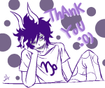 2014 :o) fullres gamzee_makara jaggy_lines lineart lunaticjin monochrome solo starter_outfit text thank_you wonk