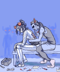  2010 alternate_hair aradia_megido aradiabot equius_zahhak fullres nargirl sitting sparbots starter_outfit sweat 