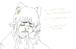 crying highlight_color lineart monochrome nepeta_leijon no_hat sadstuck sketch solo source_needed sourcing_attempted starter_outfit text 