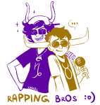  2011 arm_around_shoulder bromance gamzee_makara glasses_added hat limited_palette microphone pbj started_outfit tavros_nitram word_balloon xamag 
