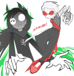  2025 dave_strider davebot dogtier fullres godtier grimbark homestuck:_beyond_canon jade_harley katana kipferll knight meat_timeline space_aspect strife text witch 