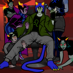  1s_th1s_you 2025 alexabraixen beverage blush cat_hat equius_zahhak eridan_ampora fullres kanaya_maryam karkat_vantas meme neon_genesis_evangelion nepeta_leijon parody rule63 sitting starter_outfit terezi_pyrope 