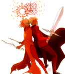  2016 aspect_symbol back_to_back caledfwlch dave_strider fullres godtier knight light_aspect missvanillamilkshake quills_of_echidna rose_lalonde seer siblings:daverose time_aspect 