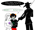  antiquecipher arm_around_shoulder daddy_droog dd diamonds_droog holding_hands kanaya_maryam redrom rose_lalonde rosemary shipping stabdads starter_outfit ultra-violence_cuestick word_balloon 