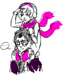  ... 2011 carrying casual eridan_ampora fashion fullres hat lyssylfen palerom purple_rain rose's_pink_scarf rose_lalonde shipping sitting theme_coloring winter word_balloon 