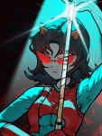  2025 dragon_cane fullres godtier jaggy_lines legislacerator_suit light_aspect reflection solo terezi_pyrope thief vriska_serket yugsig_kirin 