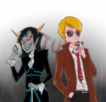 chalk cities_in_dust darky dave_strider dragonhead_cane fanfic_art smoking suit terezi_pyrope 