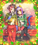  2025 casual cat_hat classy_cat_ladies fashion fullres grim-kitkat holding_hands holidaystuck kanaya_maryam nepeta_leijon redrom shipping sitting 