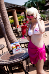  2013 beverage blackbanshee cosplay flowers fullres glasses_added kid_symbol real_life roxy_lalonde solo summer swimsuit 