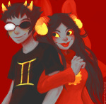 2014 aradia_megido arm_in_arm chubsintubs fullres godtier half_ghost maid sollux_captor starter_outfit time_aspect zodiac_symbol