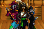  2013 action_claws au body_modification commodore_coat dogtier feferi_peixes fullres jade_harley lizardlicks nepeta_leijon psidon's_entente rear_admiral_attire ships 